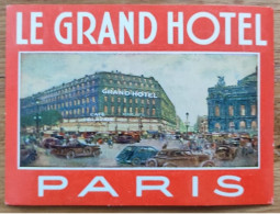France Paris Le Grand Hotel Label Etiquette Valise - Hotelaufkleber