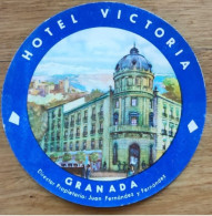 Spain Granada Victoria Hotel Label Etiquette Valise - Hotel Labels