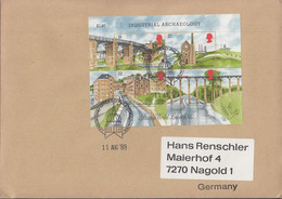 GROSSBRITANNIEN Block 5 Auf Brief, Gestempelt: London Philatelic Counter 11.AUG 1989, Baudenkmäler - Brieven En Documenten