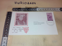 HB12540 FDC RODIA TIMBRO ANNULLO CITTA' DEL VATICANO 1966 PAPA PAOLO VI IN VISITA A FIRENZE - FDC