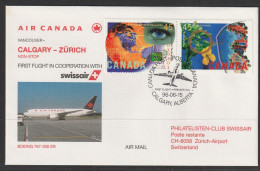 1996, Air Canada, Erstflug, Calgary - Zürich - Eerste Vluchten