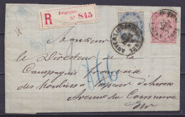 L. Recommandée Affr. N°40+46 Càd ANVERS (STATION) /30 MARS 1885 Pour Compagnie Des Moulins à Vapeur à ANVERS (au Dos: Cà - 1883 Leopold II