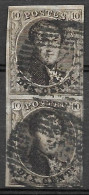 OBP6 In Paar, Met 4 Randen En Met Balkstempel P145 Oosterzele (nogal Onduidelijk, Zie Scans) - 1851-1857 Medallions (6/8)