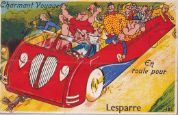 A6-33) LESPARRE  - CHARMANT VOYAGE -  CAR DE LA RIGOLADE - EN ROUTE POUR ...- CARTE A SYSTEME 10 PETITES VUES - 3 SCANS - Lesparre Medoc