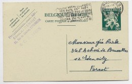 BELGIQUE ENTIER 50C LION CARTE POSTALE BRUXELLES 1945 POUR FOREST - Cartes Postales 1934-1951