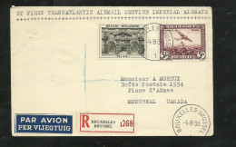 Lettre Recommandée 1er Vol Postal Transatlantique Bruxelles 4/8/1939 à Montréal 6/8/1939  PA N°5 +N° 484 Et 506   B/TB - Brieven En Documenten