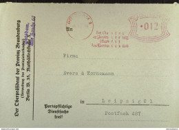 DR: Brief Mit AFS Deutsches Reich =012= POTSDAM 1 Vom 6.12.39 "Werbefehldruck" Rs. Der Oberpräsident Provinz Brandenburg - Machines à Affranchir (EMA)