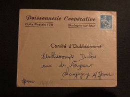 LETTRE POISSONNERIE COOPERATIVE BOULOGNE SUR MER (62) TP PREO PAYSANNE 4F - 1953-1960