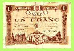 FRANCE /  CHAMBRE De COMMERCE De NEVERS / 1 Franc / 1 Er JUILLET 1920  N° 398,958 / 4 ème SERIE - Chambre De Commerce