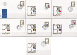 Yugoslavia 1977 Philatelic Exhibition "Balkanfila" Commemorative Set Of 7 Different FDCs - FDC