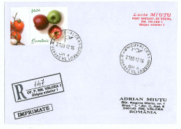 CP 21 - 147b-a FRUIT, APPLE, Romania - Registered, Stamps With TABS - 2012 - Lettres & Documents