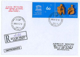 CP 21 - 2121-a PREHISTORY, Romania, Statue - Registered, Stamp With Vignette - 2012 - Cartas & Documentos