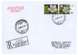 CP 21 - 2206-a RABBIT And Flowers, Romania - Registered, Stamp With Vignette - 2012 - Lettres & Documents