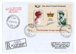 CP 21 - 4553-a QUEEN MARY, Romania, Mini Sheet - Registered - 2012 - Lettres & Documents