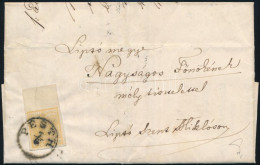 1854 1kr Narancssárga HP III. Típus, 13 Mm-es Felső ívszéllel Nyomtatványon, Teljes Tartalommal. Ilyen Nagy ívszéllel Te - Autres & Non Classés