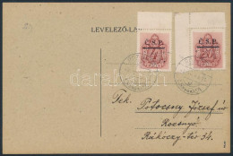 Rozsnyó 1945 Helyi Portózott Levelezőlap / Local Postcard With Postage Due Stamps. Signed: Bodor - Sonstige & Ohne Zuordnung