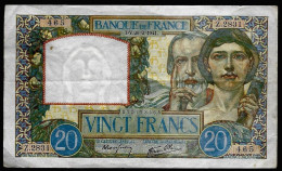 20 FRANCS SCIENCES ET TRAVAIL . 20.2.1941 - 20 F 1939-1942 ''Science Et Travail''