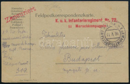 1915 Tábori Posta Levelezőlap / Field Postcard "K.u.k. Infanterieregiment Nr.72. III. Marschkompagnie" + "MFP POLA C" - Autres & Non Classés