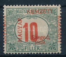 * Szeged 1919 Portó 10f Elcsúszott Felülnyomással / Shifted Overprint. Signed: Bodor - Altri & Non Classificati