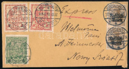 Lengyelország 1915 Varsóból Helyi Levél Vegyes Bérmentesítéssel / Poland 1915 Local Cover With Mixed Franking "WARSCHAU" - Altri & Non Classificati