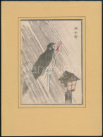 Japán Művész, Ismeretlen Jelzéssel: A Piros Nyelv. Színezett Fametszet, Papír. 18x12,5 Cm. Paszpartuban / Japanese Woodc - Gravures