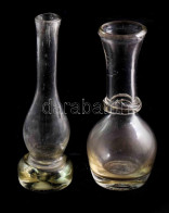 2 Darab "fütyülős" Kocsmai üveg. Cca 19. Sz. Közepe, Parád, Jelzés Nélkül, Hibátlan, M: 11-12 Cm - Verre & Cristal