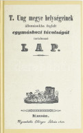 T. Ung Megye Helységeinek állomásokba Foglalt Egymáshozi Távolságát Tartalmazó Lap. [Galambos Sámuel Ung Megye Mérnöke á - Non Classificati