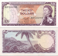 Eastern Caribbean 20 Dollars ND 1965 QEII  P-15 EF-AUNC - Caraïbes Orientales