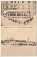 T2/T3 1914 Pozsony, Pressburg, Bratislava; Hackenberger Béla "Stefánia Kávéháza", Vár / Cafe And Castle (EK) - Non Classés