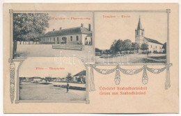 * T4 Szabadbáránd, Grosswarasdorf; Pfarrwohnung, Hauptplatz, Kirche / Paplakás, Főtér, Templom / Parish House, Main Squa - Non Classés