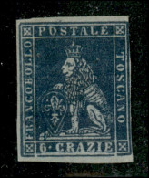 Antichi Stati Italiani - Toscana - 1851 - 6 Crazie (7c) Usato Con Invisibile Tratto A Penna - Other & Unclassified