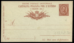 Regno - Interi - Cartolina Postale 10 Cent Mill. 89 Estero (C13) Nuova - Other & Unclassified