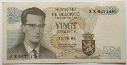 1964 *Belgio 20 Franchi "Re Baldovino I" (p138)  VF  (B/78 - 20 Francs