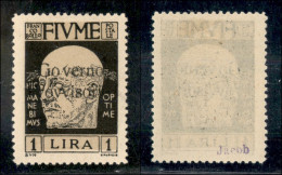 Occupazioni I Guerra Mondiale - Fiume - 1921 - 1 Lira Governo Provvisorio (158) - Gomma Originale (250) - Sonstige & Ohne Zuordnung