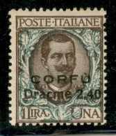 Occupazioni I Guerra Mondiale - Corfù - 1923 - 2,40 Dracme Su 1 Lira Floreale (11) - Gomma Integra - Autres & Non Classés