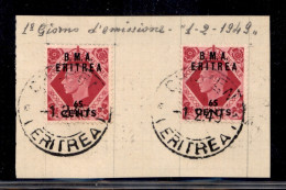 Occupazioni Straniere Delle Colonie - Occupazione Britannica - B.M.A./B.A. Eritrea - Cheren 1.2.49 - 65 Cent Su 8 Pence  - Autres & Non Classés