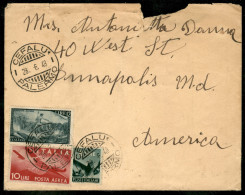Repubblica - Lettera Da Cefalù 28.6.48 Per Gli USA Con Democratica 8 Lire + Risorgimento 12 Lire + Aerea 10 Lire (557 +  - Other & Unclassified