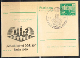 ECH L 4 - ALLEMAGNE DEMOCRATIQUE Entier Postal Carte Thème Illustration Festival D'Echecs 1979 - Cartes Postales Privées - Oblitérées