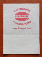 Serviette En Papier.  F. Burguer. Portugal - Tovaglioli Bar-caffè-ristoranti