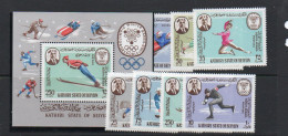 OLYMPICIS - KATHIRI STATE SEIYUN-1967-GRENOBLE OLYMPICS SET + S/SHEET (mic134A+bl7A) MINT NEVRE HINGED, SF £ 23 - Winter 1968: Grenoble