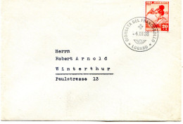 Lettre Avec Cachet Giornata Del Francobollo 4 XII 28 Lugano - Timbre Pro Juventute 1938 N°87 - Covers & Documents