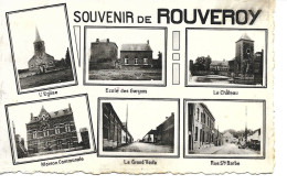 CP Souvenir De ROUVEROY " église , école , Grand'route , Château , Rue Ste Barbe ,maison Communale " Estinnes - Estinnes