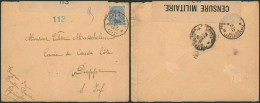 Guerre 14-18 - N°141 Sur Lettre Obl Poperinghe B (1917) + Bandelette De Censure N°113 > Dieppe Via P.M.B. 4 Et 6 - Niet-bezet Gebied