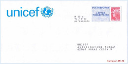 Entier FRANCE - PAP Enveloppe Postréponse Unicef 13P176 Neuf ** - TVP Beaujard Rouge - Prêts-à-poster:Answer/Beaujard