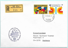 UNO-Wien R-Brief Espania 80 Madrid E Erinnerungsstempel MI-No 93 - Cartas & Documentos