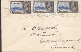 Gold Coast Slogan Flamme ACCRA 1935 Cover Brief Lettre To Denmark 3x 1d. George V. Coronation Jubilee Issue (2 Scans) - Goldküste (...-1957)