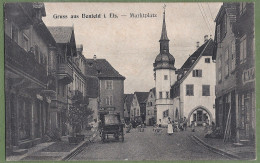 CPA Vue Rare - BAS RHIN - GRUSS AUS BENFELD - MARKPLATZ - Belle Animation, Commerces, Attelage - Benfeld