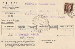 BOLLETTA TELEFONICA STIPEL 1944 RSI 30 SS TIMBRO CAVALLERMAGGIORE CUNEO (YK962 - Marcophilia