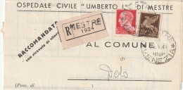 RACCOMANDATA 1944 RSI C.20+50 PA TIMBRO MESTRE VENEZIA DOLO (YK527 - Marcophilie