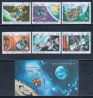 Cuba 1984 Mi# 2844-2849, Block 81 Used - Cosmonauts' Day / Space - Oblitérés